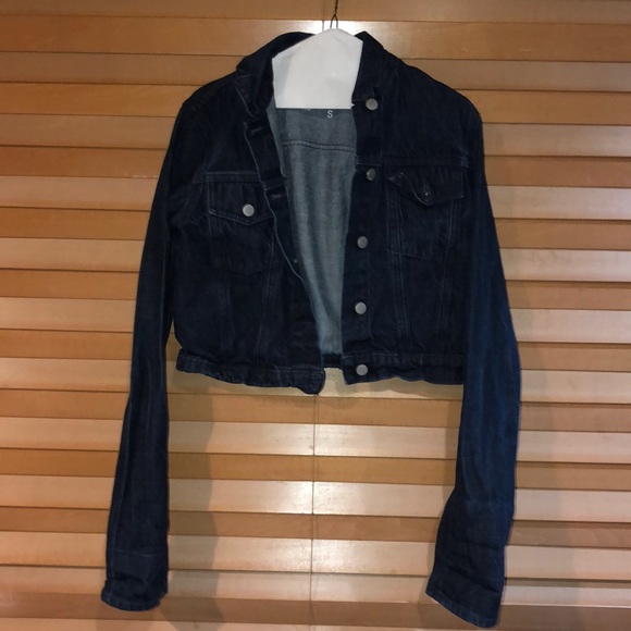 Gap 1969 Cropped Dark Wash Jean Jacket Small - Picture 1 of 8